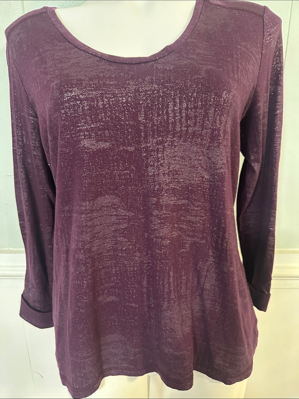 Women’s Long-Sleeve Scoop Neck Top - Plum